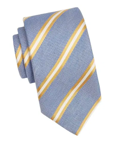 Canali Men's Blue and Gold Striped Silk Tie | Thumbnail 2 Canali Men's Blue and Gold Striped Silk Tie | Thumbnail 2