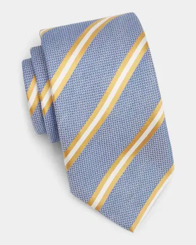 Canali Men's Blue and Gold Striped Silk Tie | Thumbnail 3 Canali Men's Blue and Gold Striped Silk Tie | Thumbnail 3