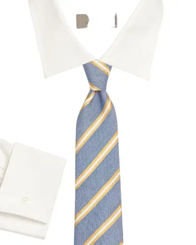 Canali Men's Blue and Gold Striped Silk Tie | Thumbnail 1 Canali Men's Blue and Gold Striped Silk Tie | Thumbnail 1