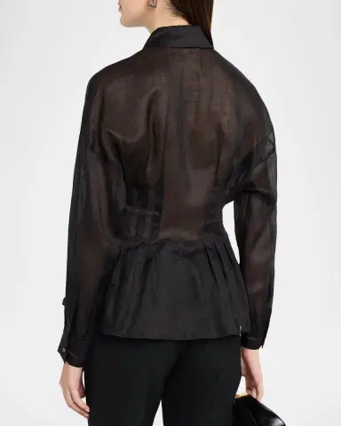Max Mara Studio Mstora Ramie Peplum-Hem Shirt | Thumbnail 2 Max Mara Studio Mstora Ramie Peplum-Hem Shirt | Thumbnail 2
