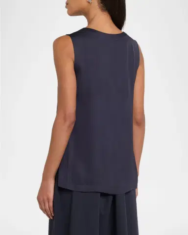 Peserico Sleeveless V-Neck Viscose Satin Top | Thumbnail 2 Peserico Sleeveless V-Neck Viscose Satin Top | Thumbnail 2