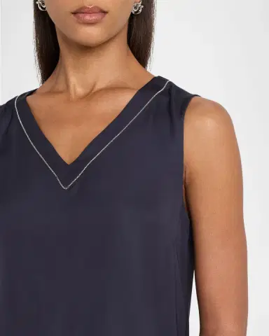 Peserico Sleeveless V-Neck Viscose Satin Top | Thumbnail 4 Peserico Sleeveless V-Neck Viscose Satin Top | Thumbnail 4