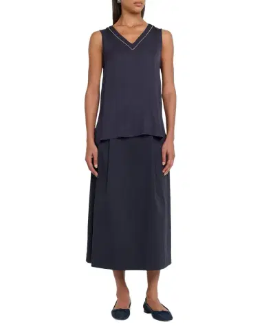 Peserico Sleeveless V-Neck Viscose Satin Top | Thumbnail 1 Peserico Sleeveless V-Neck Viscose Satin Top | Thumbnail 1