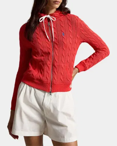 Polo Ralph Lauren Cable-Knit Cotton Full-Zip Hoodie | Thumbnail 2 Polo Ralph Lauren Cable-Knit Cotton Full-Zip Hoodie | Thumbnail 2