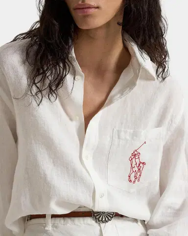 Polo Ralph Lauren Oversized-Fit Embroidered Linen Shirt | Thumbnail 4 Polo Ralph Lauren Oversized-Fit Embroidered Linen Shirt | Thumbnail 4