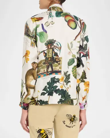 Libertine Hollyhock Floral Silk Slim Tie Keith Blouse | Thumbnail 2 Libertine Hollyhock Floral Silk Slim Tie Keith Blouse | Thumbnail 2