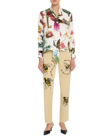 Libertine Hollyhock Floral Silk Slim Tie Keith Blouse | Thumbnail 1 Libertine Hollyhock Floral Silk Slim Tie Keith Blouse | Thumbnail 1