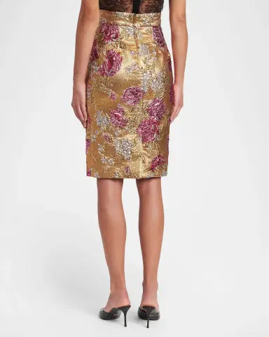Dolce & Gabbana Metallic Floral Brocade Knee-Length skirt | Thumbnail 2 Dolce & Gabbana Metallic Floral Brocade Knee-Length skirt | Thumbnail 2