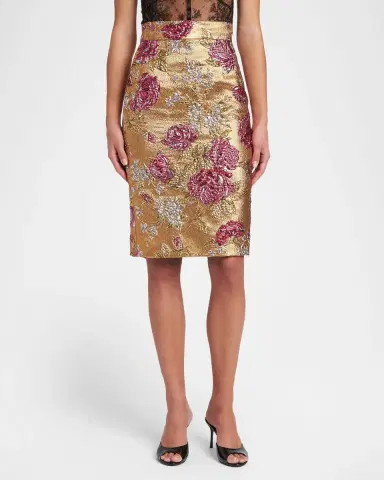 Dolce & Gabbana Metallic Floral Brocade Knee-Length skirt | Thumbnail 3 Dolce & Gabbana Metallic Floral Brocade Knee-Length skirt | Thumbnail 3