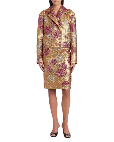 Dolce & Gabbana Metallic Floral Jacquard Double-Breasted Jacket | Thumbnail 1 Dolce & Gabbana Metallic Floral Jacquard Double-Breasted Jacket | Thumbnail 1