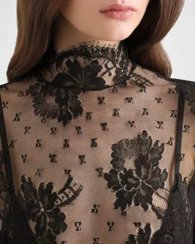 Dolce & Gabbana Mock-Neck Sheer Lace Long-Sleeve Mini Dress | Thumbnail 2 Dolce & Gabbana Mock-Neck Sheer Lace Long-Sleeve Mini Dress | Thumbnail 2