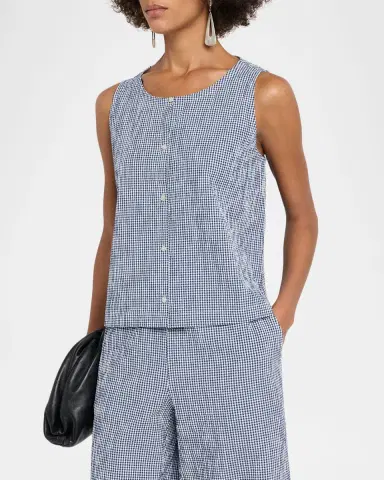 Eileen Fisher Crinkled Organic Cotton Check Vest | Thumbnail 3 Eileen Fisher Crinkled Organic Cotton Check Vest | Thumbnail 3
