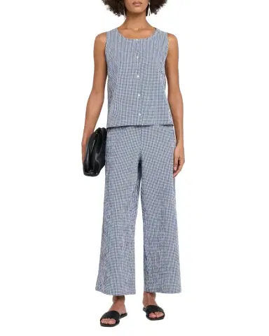 Eileen Fisher Crinkled Organic Cotton Check Vest | Thumbnail 1 Eileen Fisher Crinkled Organic Cotton Check Vest | Thumbnail 1