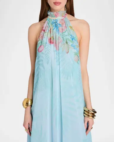 Retrofête Francy Floral Chiffon Halter Dress | Thumbnail 5 Retrofête Francy Floral Chiffon Halter Dress | Thumbnail 5