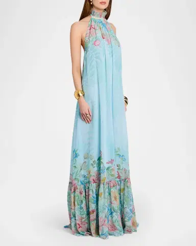 Retrofête Francy Floral Chiffon Halter Dress | Thumbnail 6 Retrofête Francy Floral Chiffon Halter Dress | Thumbnail 6