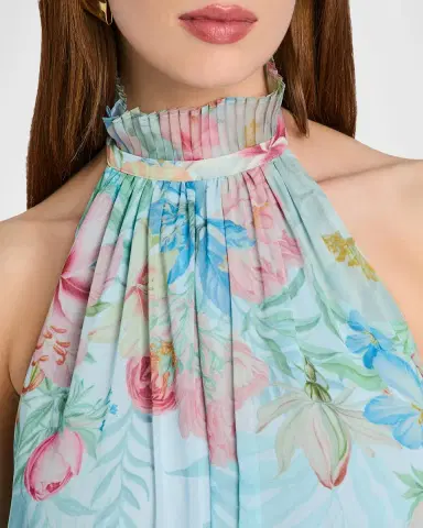 Retrofête Francy Floral Chiffon Halter Dress | Thumbnail 7 Retrofête Francy Floral Chiffon Halter Dress | Thumbnail 7