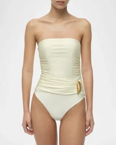 SIMKHAI Lorena Shell Strapless One-Piece Swimsuit | Thumbnail 3 SIMKHAI Lorena Shell Strapless One-Piece Swimsuit | Thumbnail 3