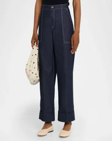 Lafayette 148 New York Highline Cropped Cotton Chambray Pants | Thumbnail 3 Lafayette 148 New York Highline Cropped Cotton Chambray Pants | Thumbnail 3