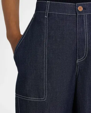 Lafayette 148 New York Highline Cropped Cotton Chambray Pants | Thumbnail 4 Lafayette 148 New York Highline Cropped Cotton Chambray Pants | Thumbnail 4