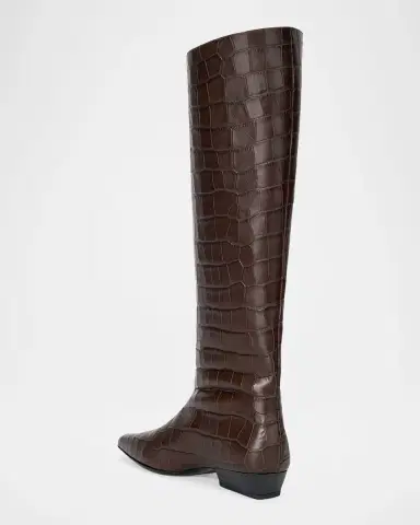 STAUD Wally Croc-Embossed Leather Flat Knee-High Boots | Thumbnail 2 STAUD Wally Croc-Embossed Leather Flat Knee-High Boots | Thumbnail 2
