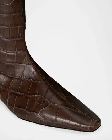 STAUD Wally Croc-Embossed Leather Flat Knee-High Boots | Thumbnail 3 STAUD Wally Croc-Embossed Leather Flat Knee-High Boots | Thumbnail 3
