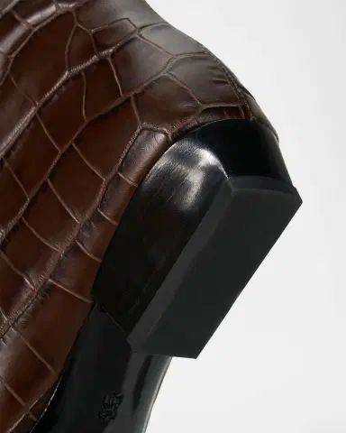 STAUD Wally Croc-Embossed Leather Flat Knee-High Boots | Thumbnail 4 STAUD Wally Croc-Embossed Leather Flat Knee-High Boots | Thumbnail 4