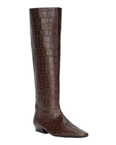STAUD Wally Croc-Embossed Leather Flat Knee-High Boots | Thumbnail 1 STAUD Wally Croc-Embossed Leather Flat Knee-High Boots | Thumbnail 1