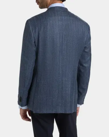 Canali Men's Denim Herringbone Single-Breasted Sport Coat | Thumbnail 2 Canali Men's Denim Herringbone Single-Breasted Sport Coat | Thumbnail 2
