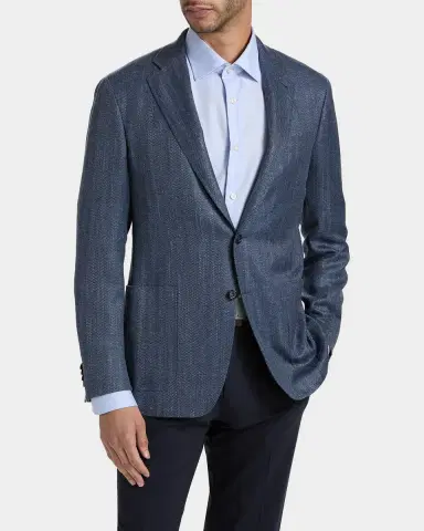 Canali Men's Denim Herringbone Single-Breasted Sport Coat | Thumbnail 3 Canali Men's Denim Herringbone Single-Breasted Sport Coat | Thumbnail 3
