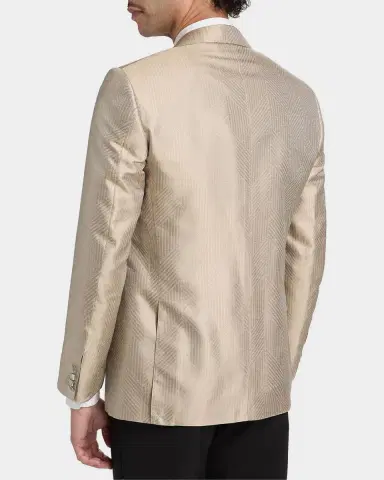Canali Men's Silk Chevron Satin Peak Lapel Tuxedo Jacket | Thumbnail 2 Canali Men's Silk Chevron Satin Peak Lapel Tuxedo Jacket | Thumbnail 2