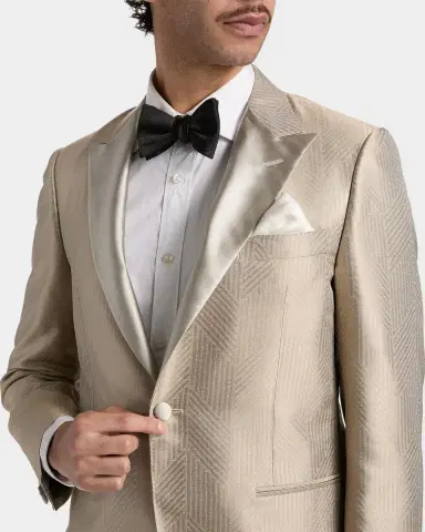 Canali Men's Silk Chevron Satin Peak Lapel Tuxedo Jacket | Thumbnail 4 Canali Men's Silk Chevron Satin Peak Lapel Tuxedo Jacket | Thumbnail 4