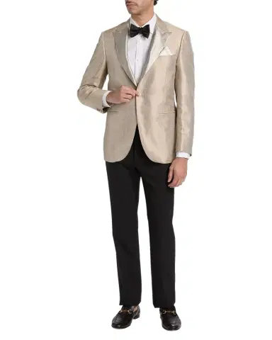 Canali Men's Silk Chevron Satin Peak Lapel Tuxedo Jacket | Thumbnail 1 Canali Men's Silk Chevron Satin Peak Lapel Tuxedo Jacket | Thumbnail 1