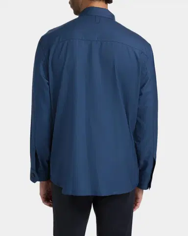 Canali Men's Wool and Silk Flap-Pocket Button-Down Shirt | Thumbnail 2 Canali Men's Wool and Silk Flap-Pocket Button-Down Shirt | Thumbnail 2