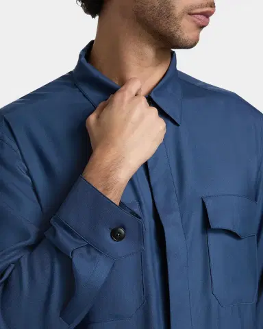 Canali Men's Wool and Silk Flap-Pocket Button-Down Shirt | Thumbnail 4 Canali Men's Wool and Silk Flap-Pocket Button-Down Shirt | Thumbnail 4
