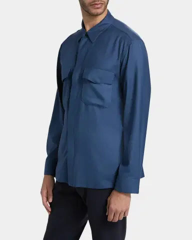Canali Men's Wool and Silk Flap-Pocket Button-Down Shirt | Thumbnail 6 Canali Men's Wool and Silk Flap-Pocket Button-Down Shirt | Thumbnail 6