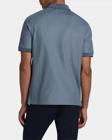 Canali Men's Cotton Pique Tipped Polo Shirt | Thumbnail 2 Canali Men's Cotton Pique Tipped Polo Shirt | Thumbnail 2