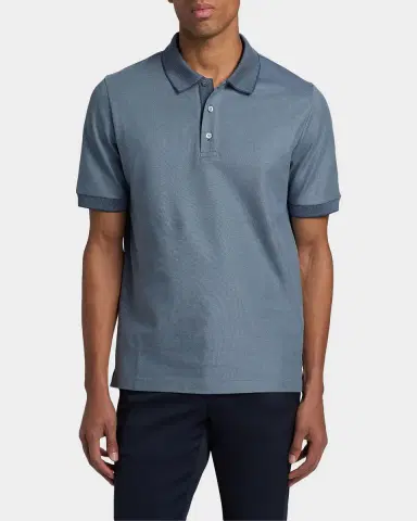 Canali Men's Cotton Pique Tipped Polo Shirt | Thumbnail 3 Canali Men's Cotton Pique Tipped Polo Shirt | Thumbnail 3