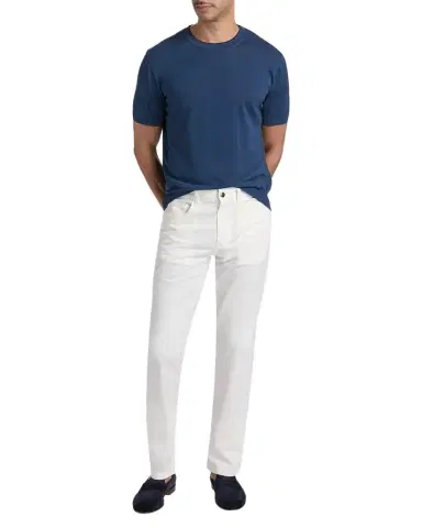 Canali Men's Cotton Knit Short-Sleeve Crewneck Sweater | Thumbnail 1 Canali Men's Cotton Knit Short-Sleeve Crewneck Sweater | Thumbnail 1