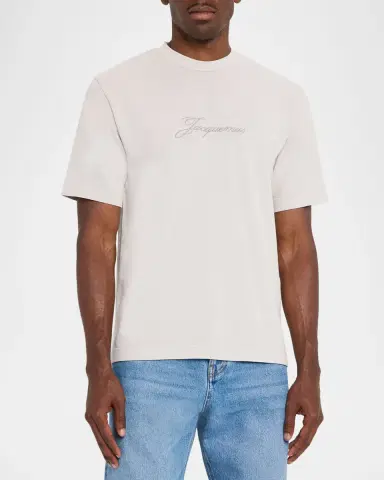 Jacquemus Men's Embroidered Logo Script Crewneck T-Shirt | Thumbnail 3 Jacquemus Men's Embroidered Logo Script Crewneck T-Shirt | Thumbnail 3