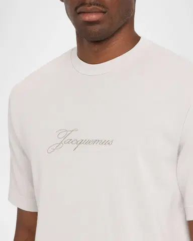 Jacquemus Men's Embroidered Logo Script Crewneck T-Shirt | Thumbnail 4 Jacquemus Men's Embroidered Logo Script Crewneck T-Shirt | Thumbnail 4
