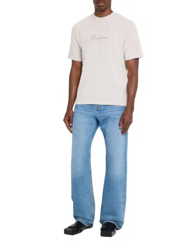 Jacquemus Men's Embroidered Logo Script Crewneck T-Shirt | Thumbnail 1 Jacquemus Men's Embroidered Logo Script Crewneck T-Shirt | Thumbnail 1