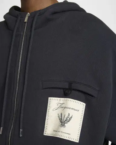 Jacquemus Men's The Torneo Rosemary Label Full-Zip Hoodie | Thumbnail 4 Jacquemus Men's The Torneo Rosemary Label Full-Zip Hoodie | Thumbnail 4