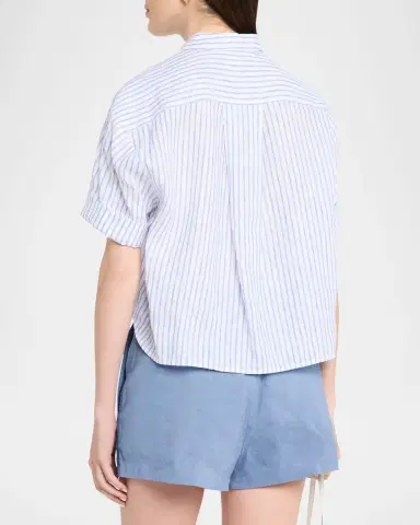 A.L.C. Mel Stripe Linen Cropped Shirt | Thumbnail 2 A.L.C. Mel Stripe Linen Cropped Shirt | Thumbnail 2