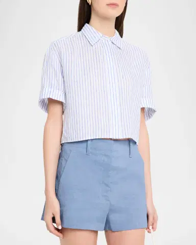 A.L.C. Mel Stripe Linen Cropped Shirt | Thumbnail 3 A.L.C. Mel Stripe Linen Cropped Shirt | Thumbnail 3