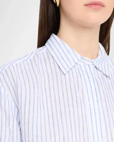 A.L.C. Mel Stripe Linen Cropped Shirt | Thumbnail 4 A.L.C. Mel Stripe Linen Cropped Shirt | Thumbnail 4