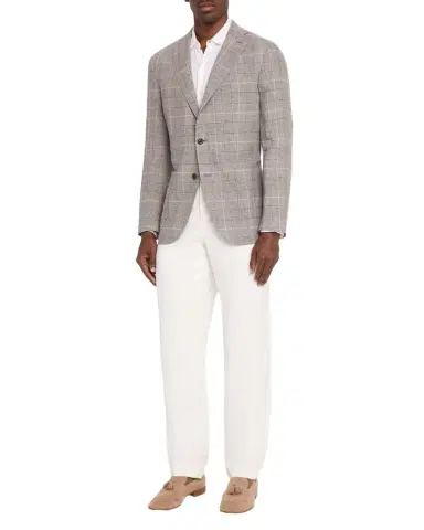 Boglioli Men 's Glen Plaid Linen Single-Breasted Jacket | Thumbnail 1 Boglioli Men 's Glen Plaid Linen Single-Breasted Jacket | Thumbnail 1