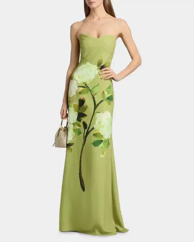 BADGLEY MISCHKA Strapless Floral Print Column Gown | Thumbnail 3 BADGLEY MISCHKA Strapless Floral Print Column Gown | Thumbnail 3