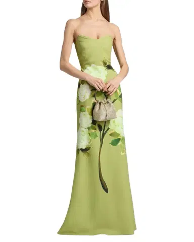 BADGLEY MISCHKA Strapless Floral Print Column Gown | Thumbnail 1 BADGLEY MISCHKA Strapless Floral Print Column Gown | Thumbnail 1