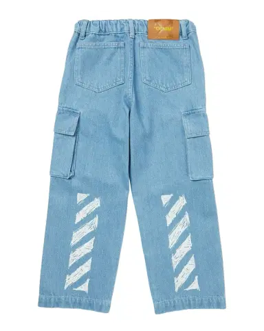 Off-White Boy's Diag Sketch Denin Cargo Pants, Size | Thumbnail 1 Off-White Boy's Diag Sketch Denin Cargo Pants, Size | Thumbnail 1