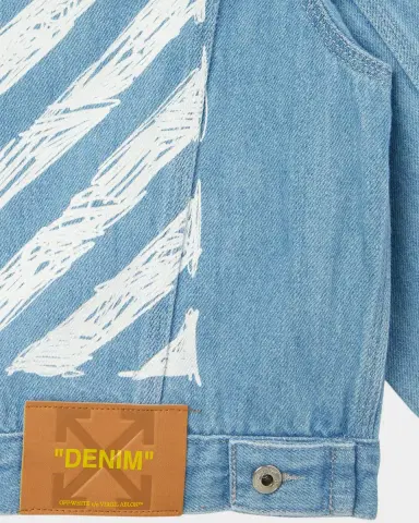 Off-White Boy's Diagonal Sketch Denim Jacket, Size 4-12 | Thumbnail 2 Off-White Boy's Diagonal Sketch Denim Jacket, Size 4-12 | Thumbnail 2